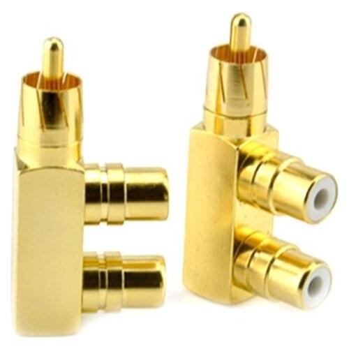 2020 1PC Gold Plated Copper 1 RCA Male to 2 RCA Female AV Audio Video Adapter Plug Splitter Converter Connector