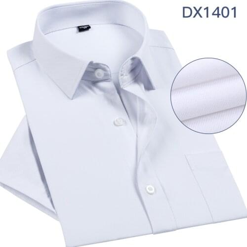 2021 New Men Shirt 40% Cotton Short Sleeve Solid Color Work Cloth Business Summer Classic White Pink Black Blue Twill DA499