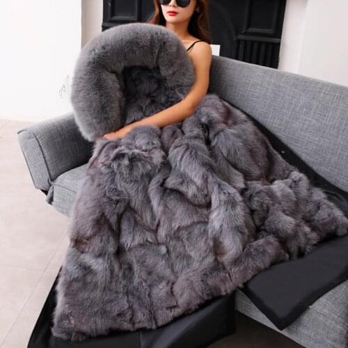 2021 New Waterproof Natural Fox Fur Liner Large Big Fox Fur Collar Hooded Winter Jacket Real Fox Fur Coat Women Luxury Outerwear