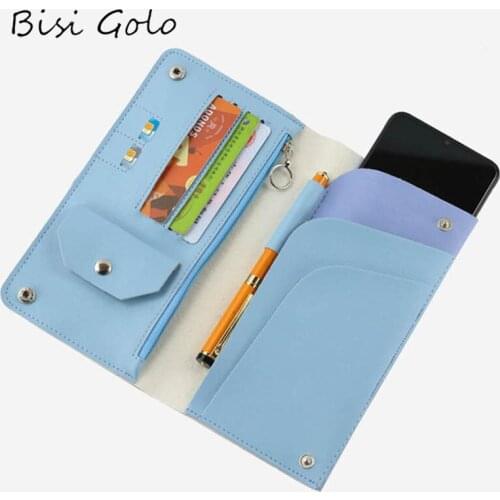 21 Long Mobile Phone Wallet Creative Coin Purse Simple Beige Card Holder Pen Slot Wallet Multi-Card Korean Fashion Bag BISI GORO