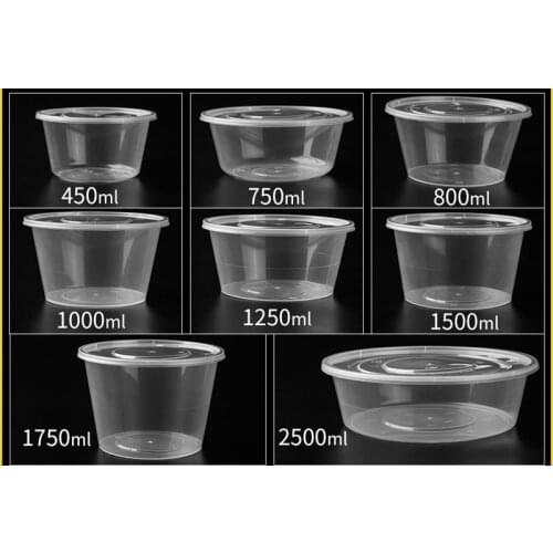 25pcs Round thick disposable lunch box takeaway package fast food fresh fruit salad boxes kitchen accessories transparent bowl