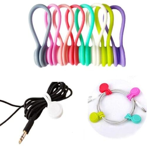 3Pcs Soft Silicone Earphone Cable Organizer Headphone Winder Cord Cable Holder Magnetic Clips for Data Cable Multi Function