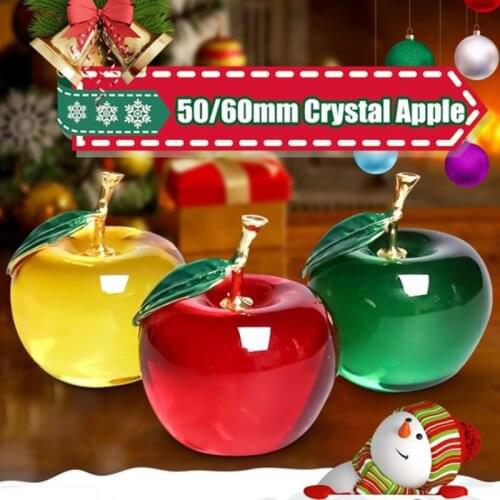 50/60mm Glaze K9 Crystal Apple Crafts Glass Paperweight Home Desktop Decor