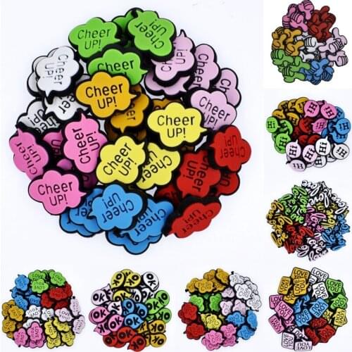 50 Pcs Colorful Words Cheer Up/Hi/Hello/OK/Love/Thumb Up/Love You Shoe/Bracelet Decorations Accessory