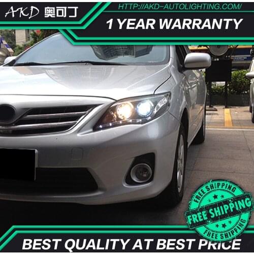 AKD tuning cars Headlight For Toyota Corolla 2011-2013 Headlights LED DRL Running lights Bi-Xenon Beam Fog lights angel eyes