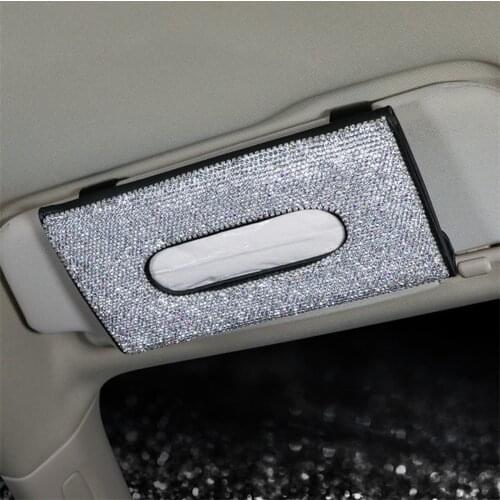 Car Visor Tissue Paper Holder PU Leather Sparkling Paper Towel Cover Box