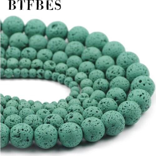 BTFBES Light Green Lava Beads Rubber Volcanic Rock Natural Stone 4 6 8 10 12mm Beads For Jewelry Making Bracelet DIY Accessories