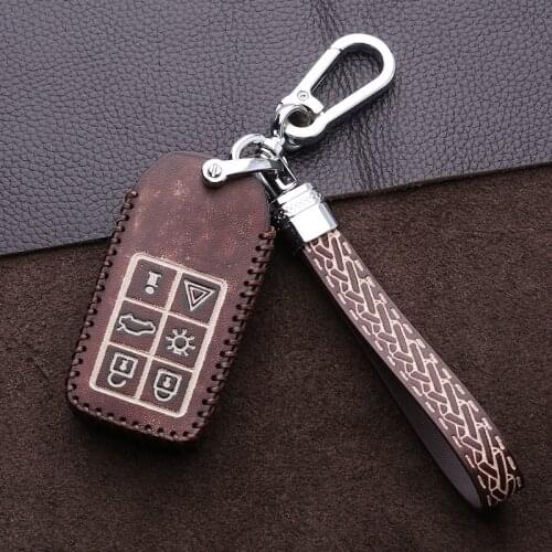 Car Genuine Leather Key Ring Key Case For Volvo XC90 XC60 C30 C70 S40 S60L S70 S80L V40 V50 V70 Smart Key Accessories