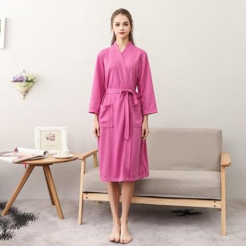 Dressing Gowns for Women Absorbent Cotton Plus Bathrobe Solid Kimono Female Bath with Belt