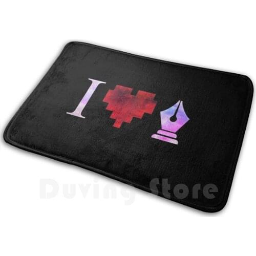 Graphic Designer Concept With Red Pixelated Heart And A Pen Tool With Watercolor Effect. Mat Rug Carpet Anti-Slip Floor Mats