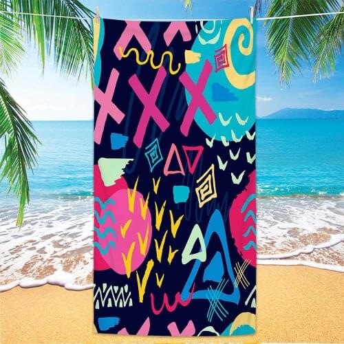 Summer Graffiti Prints Beach Towel Sand Free Quick Dry Large Beach Towels Swimming Fitness Yoga Bath Towels for Woman
