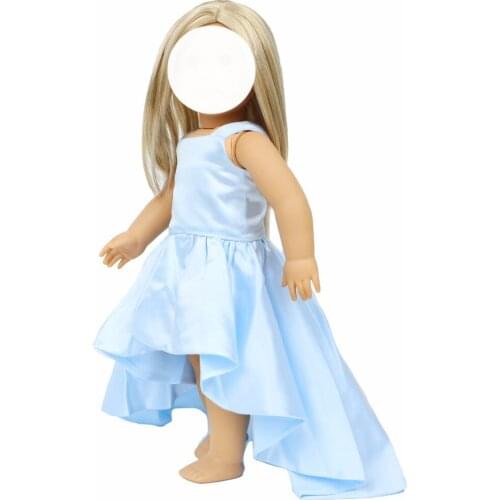 Limited Collection Princess Dress Girl Baby Doll for 18 Inch Doll Wedding Party Wear Gown Blue Clothes Accessories Kids Toy