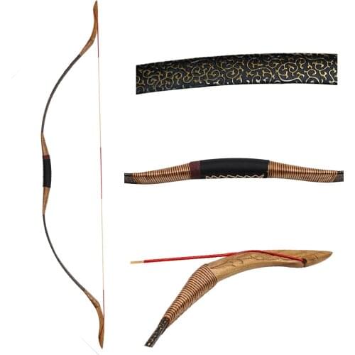 Archery Bow Pure Handmade 30-50lbs Traditional Shooting Bow for Left and Right Hand Outdoor Shooting Long Bow