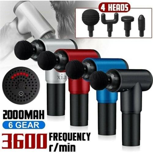 Massage Gun Deep Tissue Percussion Massager Muscle Vibrating Relaxing w/ 4 Heads