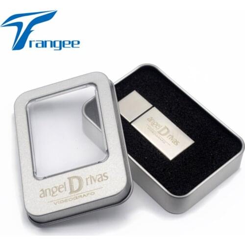 50PCS/LOT Rectrangle Metal USB Flash Drive 4GB pen drive usb 2.0 Memory Stick +metal box Free Custom Logo