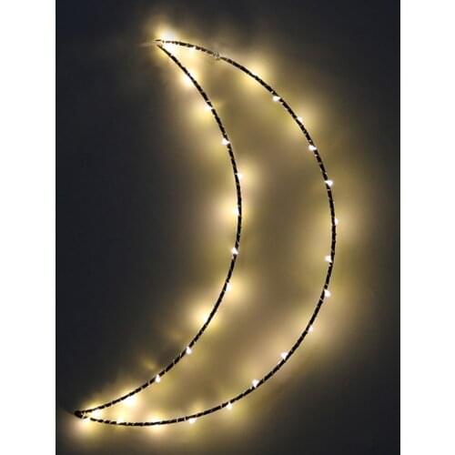 Cute Moon Hanger Lights for Living Room Creative Metal Frame Led Night Lights Holiday Lights New Year Birthday Party Decoration