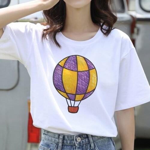 Fashion Balloon theme T Shirt Women Lovely Print Short Sleeved O-neck T-shirt Vintage Ullzang Tshirt Harajuku Tops Clothing