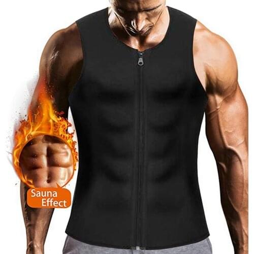 Mens Sauna Vest Workout Body Shaper Abdomen Reducing Shapewear Sweat Girdle Waist Trainer Belt Corset Tank Top Shirt Fat Burning