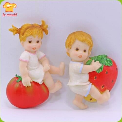 New Fruit Baby Silicone Mold Fudge Chocolate Jelly Making Cake Tool Decorating Strawberry Boy. Tomato Girl