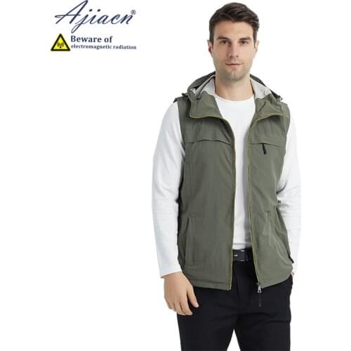 The new listing electromagnetic radiation protective hooded zipper vest phone, computer, microwave oven EMF shielding clothing