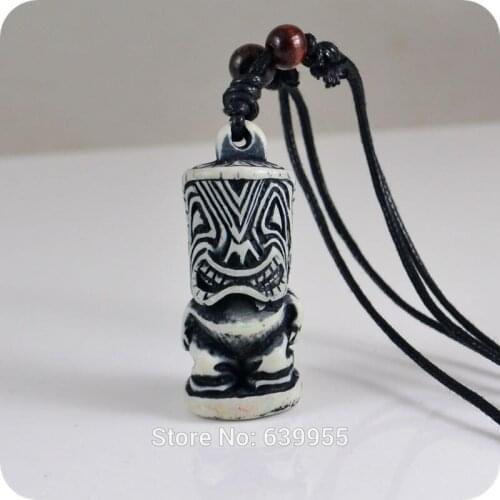 Tiki Resin Carving Pendant Necklace Maori Amulet Lucky Gift Tribal Totem Fashion Jewelry