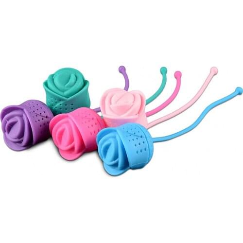 Food Grade Silicone Rose Flower Tea Bags Diffuser Colorful Tea Strainer Filter Infuser Tea Accessories Drinkware Random Color