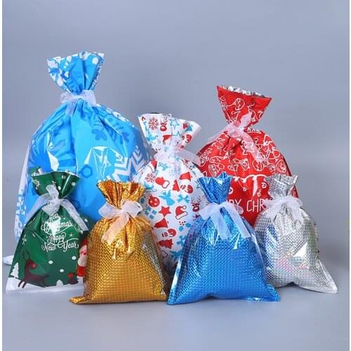 Xmas Candy Bag Floral Print Gift Storage Bag Souvenir Bag for Candy Snacks Christmas Decorations