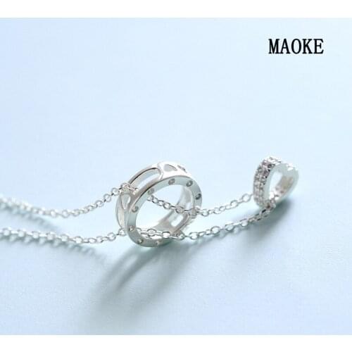 S925 Sterling SV Simple Ring Short Clavicle Chain for Womens Fashion Gifts