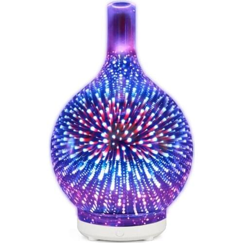 SHGO HOT-3D Firework Glass Usb Air Humidifier with 7 Color Led Night Light Aroma Essential Oil Diffuser Cool Mist Maker for Home