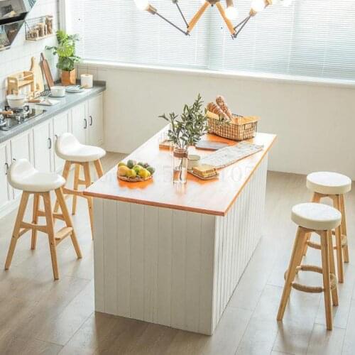 Nordic Solid Wood Bar Stool Retro Front Desk Bar Chair Tea Shop Stool Bar Stool Household High Stool