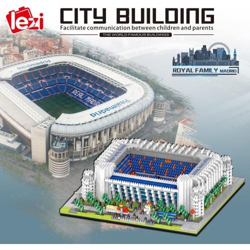 LZ8027 Madrid Royal Football Stadium Spain Diamond Small Particles Assembled Building Block Toy for Children Gifts