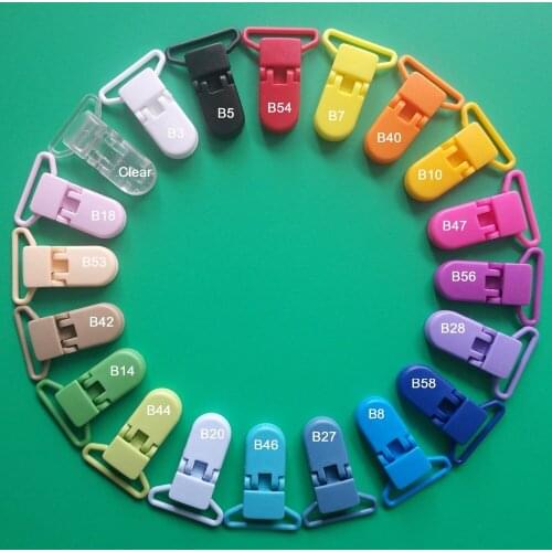 Sutoyuen 800pcs 25mm D Shape Alligator Garment Clip Plastic Suspender Clips Dummy Soother Pacifier Clip Holder Mix 20 Colors