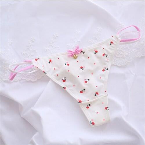 Cute Cartoon Fruit Girls Underwear Breathable Low-waisted Iced Silk Panties Women Sexy Strawberry Cherry Briefs Lingerie
