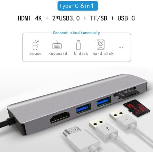 USB C Laptop Docking Station USB 3.0 HDMI TF SD USB Hub Fealuyshon for Macbook Pro HP DELL Surface Lenovo Samsung Dock Station