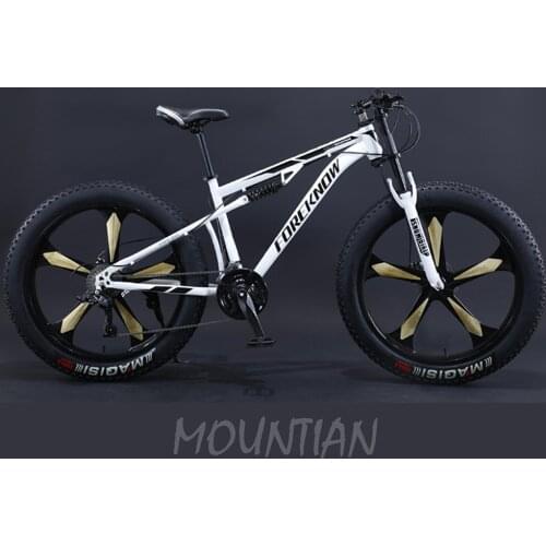 4.0*26 Inch Mountain Bike Five Knife 27 Speed Double Disc Brake Fat Bicycle for Student Adult