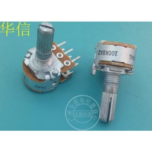 [VK] Original Japan ALPS 16 type double dual potentiometer B10K B10KX2 10KBX2 B20K B20KX2 20KBX2 handle 20MM switch