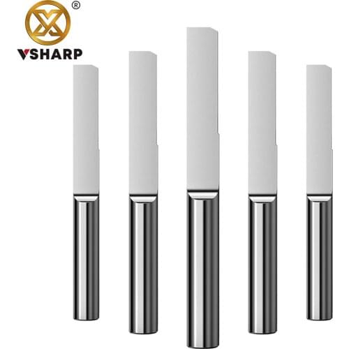 Vsharp Carbide 1 Flute Engraving Bit CNC Tool 3.175 4 6mm Flat Bottom End Mill Acrylic MDF Wood Carving Column Milling Cutter