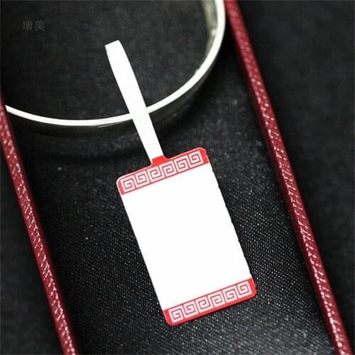 Colored border Jewelry Label 75*30mm White Blank Price Tag Square Round Heads Paper Labels Sticker For Ring Necklace Bracelet