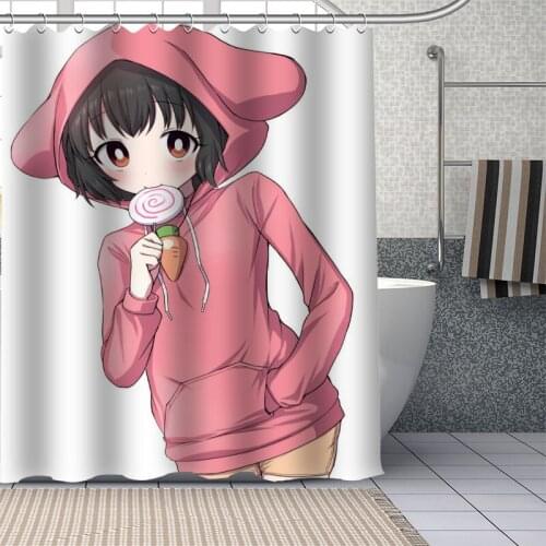 Custom Anime Inaba Tewi Shower Curtain With Plastic Hooks Modern Fabric Bath Curtains Home Decor Curtains Custom Your image