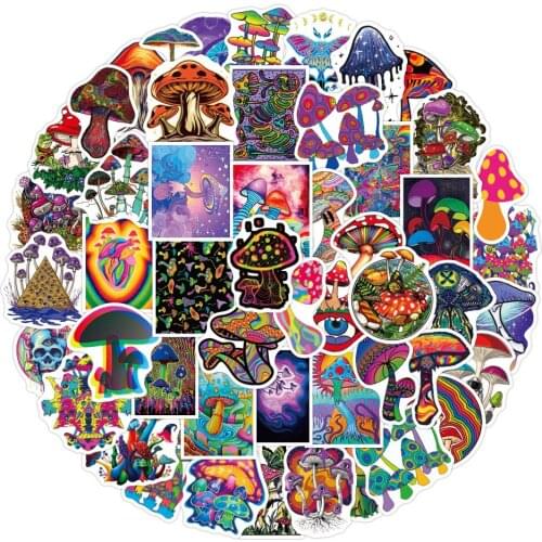 10/30/50PCS Psychedelic Cartoon Mushroom Graffiti Stickers DIY Skateboard Fridge Laptop Motorcycle Travel Classic Toy Sticker
