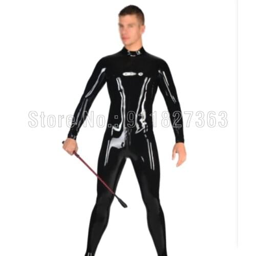 100% Natural Latex Catsuit Rubber Black Tights Bum Out Bodysuit Jumpsuit w Back Zipper Till Back Waist Cosplay Wear Customized