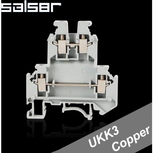 25PCS) Universal Terminal Blocks UKK3 Copper Connector 2.5mm2 300V 25A DIN Rail Mounted Phoenix Screw Type