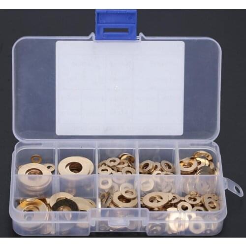 360Pcs M2/M2.5/M3/M4/M5/M6/M8/M10 Solid Brass Spacer Flat Washer Gasket Joint Ring Kit Backup O Ring Sump Plug Oil Seal Fittings