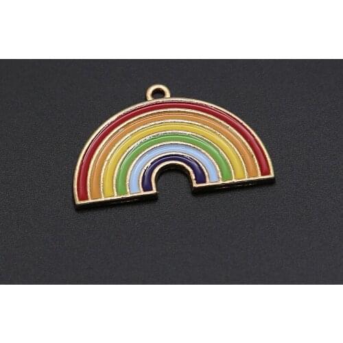 5Pcs/Lot Oil Alloy Rainbow Charms for Making Jewelry DIY Original Bracelet Charm Pendant Jewelery 33*21mm