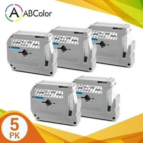 5PK 9mm MK-121 Tape For Brother MK-121 mk121 M-K121 Label Tape Black on Clear Printer Ribbon For Brother P touch Label Maker
