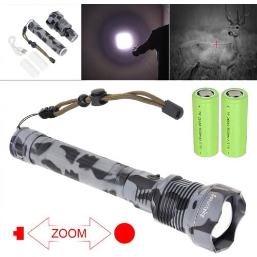 9000 Lumen 3 Modes USB Rechargeable Led Flashlight with Two 26650 Batteries Torch XHP70.2 Resistant Zoomable for Camping/Hunting