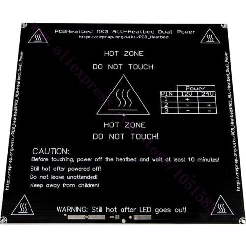 Newest Version, MK3 Heat bed Aluminum plate 214mm*214mm*3mm Heat bed Dual Power 3D Printer RepRap MK3 Heated bed