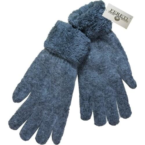 Angora Wool Gloves Gray Rabbit Woman Short Long Winter Double Knitted 100