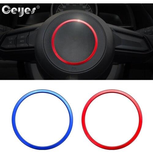 Ceyes Car Styling Auto Center Steering Wheel Hub Cover Accessories Decorate Sticker Rings Case For Mazda CX5 CX-5 CX3 CX-3 Axela