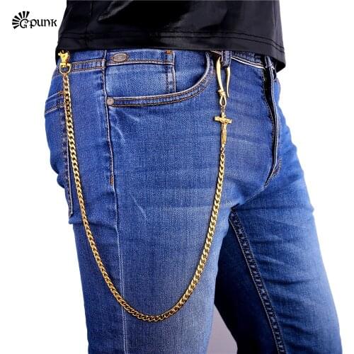 Jesus Cross Belt Waist Chain for Male Mens Pants Chain Christian Religious Jeans Link Chains Rose Gold/Golden/Silver/Black Color